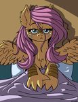  2016 bed blue_eyes dragon equine fluttershy_(mlp) friendship_is_magic hair half-closed_eyes hi_res hybrid inside latecustomer long_hair looking_at_viewer lying mammal my_little_pony pegasus pillow pink_hair solo wings 