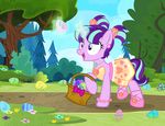  2016 basket chaurus clothing dress easter_egg egg equine female friendship_is_magic glowing horn jewelry mammal my_little_pony necklace outside piercing pixelkitties solo starlight_glimmer_(mlp) unicorn 