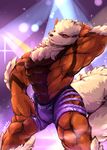 abs anthro anthrofied arcanine athletic biceps big_muscles bulge canine claws clothed clothing disney dog fur hi_res looking_at_viewer male mammal manly muscular nintendo pecs pok&eacute;mon pok&eacute;morph red_eyes shorts smile solo standing topless undressing video_games waddledox zootopia 