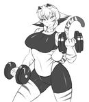  absurd_res anthro big_breasts bra breasts cleavage clothed clothing feline female fur hair hi_res huge_breasts japanese kemono mammal monochrome muscular muscular_female saffron_(safurantora) safurantora skimpy smile solo sports_bra sweat tiger tight_clothing underwear 