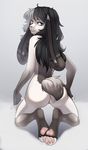  anthro butt female hi_res iwbitu kneeling lagomorph looking_at_viewer looking_back mammal nude pussy rabbit simple_background smile solo 