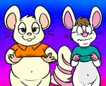  belly big_belly blush cute duo exposed eyewear glasses half_naked hamster male male/male mammal mouse nishi oxnard rex(mouse) rodent shy smile 
