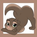  ass_up breast_squish breasts disney female green_eyes kloudmutt looking_at_viewer mammal mrs._otterton mustelid nude otter pink_nose solo zootopia 
