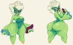  anthro big_breasts big_butt blush breasts butt cleavage clothed clothing eyelashes female flora_fauna flower hair huge_breasts looking_back nintendo open_mouth pink_eyes plant pok&eacute;mon pok&eacute;morph purple_lips roserade short_stack solo sundown_(artist) video_games white_hair wide_hips 