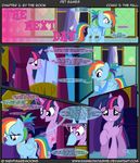  2016 absurd_res alternate_hairstyle bed blue_fur collar comic crystal cutie_mark dialogue duo english_text equine feathered_wings feathers female friendship_is_magic fur furniture hair hi_res horn inside key magic mammal multicolored_hair my_little_pony nightmaremoons pegasus purple_eyes purple_feathers purple_fur rainbow_dash_(mlp) rainbow_hair scarf text twilight_sparkle_(mlp) winged_unicorn wings 
