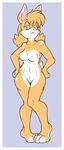  2011 anthro athletic blue_eyes breasts female fiztheancient fur hi_res lagomorph mammal navel nipples nude orange_fur rabbit solo 