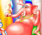 blue_fur digital_media_(artwork) elephant fur ganesha group group_sex guppy_(artist) hand_on_penis jewelry licking male male/male mammal multi_limb necklace nude oekaki oral penis_lick sex tongue tongue_out trunkjob 