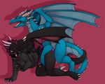  2016 abdominal_bulge all_fours ambiguous_penetration anthro anthro_on_feral attor bestiality black_body black_scales black_skin blue_body blue_scales blue_skin bottomless claws clothed clothing digital_media_(artwork) doggystyle dragon duo eyes_closed female female_on_feral feral frill from_behind_position half-closed_eyes horn jagon looking_back male male/female membranous_wings open_mouth partially_clothed penetration penis pink_background prehensile_tail purple_penis purple_scales purple_skin red_eyes scales scalie sex shaded shadow side_view simple_background spread_wings tongue white_sclera wings 