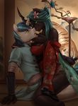  2016 absurd_res anthro audrarius changeling duo equine female friendship_is_magic hi_res horn kissing male mammal my_little_pony queen_chrysalis_(mlp) romantic shining_armor_(mlp) unicorn 
