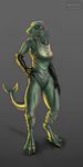  absurd_res alekksandar alien anthro clothed clothing elbow_gloves female fiction fish gills gloves hi_res marine rokka science_fiction shark simple_background solo 