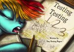  2016 absurd_res book drawing english_text equine female friendship_is_magic hair hi_res jowybean mammal multicolored_hair my_little_pony pencil_(object) rainbow_dash_(mlp) rainbow_hair saliva sleeping solo text 