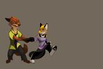  anthro canine cat clothed clothing disney duo feline female fox fully_clothed latex_(artist) male mammal nick_wilde zootopia 