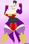  amie_boo animal_humanoid big_breasts breasts cards clothed clothing female fur hat hi_res huge_breasts humanoid looking_at_viewer red_eyes smile solo sonic_(series) supersonicrulaa teeth white_fur wide_hips 
