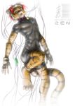  anthro bell clothed clothing collar feline form_fitting fur gloves green_eyes hair hi_res joshua male mammal open_mouth pose red_hair rubber short_hair skinsuit solo tiger tight_clothing visor whiskers zen 