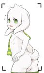  anthro anus asriel_dreemurr butt camera_view caprine clothed clothing cub embarrassed flying_sweatdrops goat hi_res looking_at_viewer looking_back male mammal open_mouth pants_down partially_clothed perineum rear_view recording ruugiaruu scarf solo standing sweat sweatdrop topless undertale video_games young 