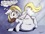  2016 blonde_hair cutie_mark derpy_hooves_(mlp) duo english_text equine feathered_wings feathers female feral friendship_is_magic glowing hair hooves mammal my_little_pony pegasus ponythroat solo_focus text vore wings 