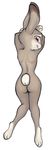  2016 3_fingers anthro barefoot blush breasts butt disney edit female fingers flat_chested fur hi_res judy_hopps lagomorph long_ears looking_at_viewer looking_back maegsker mammal nipples nude paws pose purple_eyes pussy rabbit rear_view shy smile solo zootopia 