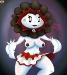  anthro blush breasts brooch clothed clothing english_text female flora_fauna flower freckles grey_eyes hi_res nipples open_mouth plant plants_vs_zombies skirt smile solo sunflower swizzle text topless vampire 