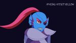  amazingartistyellow animated anthro armor blue_body boots brown_hair clothing duo eyewear female fish footwear hair human long_hair magic male mammal marine melee_weapon monster polearm ponytail protagonist_(undertale) red_hair running scared short_hair shoulder_pads smile spear undertale undyne video_games weapon 