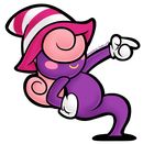  alpha_channel ambiguous_gender blush clothing gloves gonenannurs hair hand_on_hip hat mario_bros nintendo not_furry paper_mario pink_hair pointing shadow_siren smile solo video_games vivian_(mario) 