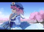  asakura_masatoki bangs cherry_blossoms hat saigyouji_yuyuko solo touhou 