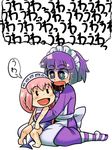  2girls :d al_bhed_eyes barefoot collar futaba_channel long_hair maid_headdress multiple_girls nijiura_maids open_mouth os-tan pink_hair purple_hair saliva short_hair smile socks striped striped_legwear tsuda_nanafushi yakui 