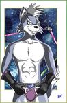  2012 abs anthro athletic black_nose bulge canine clothed clothing digital_media_(artwork) eyewear fur grey_fur kcee looking_at_viewer male mammal multicolored_fur nintendo pecs solo star_fox topless underwear video_games white_fur wolf wolf_o&#039;donnell 