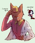  android angry anthro burgerpants clothing duo english_text feline fur hat machine mammal mettaton monster robot shirt simple_background text undertale unknown_artist video_games 