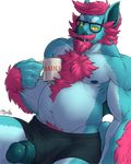  alpha_channel anthro bat belly beverage big_penis blue_fur body_hair boxer_briefs bulge chest_hair chest_tuft clothed clothing countershading erection eyewear facial_hair fangs food fur glasses goatee gorath hair half-closed_eyes humanoid_penis looking_at_viewer male mammal muscular muscular_male mustache navel nipples open_mouth penis penis_through_leghole pink_hair potbelly pubes sideburns simple_background sitting solo teal_penis topless transparent_background tuft underwear underwear_aside yellow_eyes 