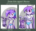  2014 2015 anthro breasts clothed clothing dragon female freedom_planet goshaag hair lingerie meme navel panties purple_hair sash_lilac simple_background solo underwear version_comparison video_games white_clothing 