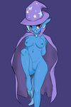  2016 anthro anthrofied areola breasts d-lowell equine female friendship_is_magic hair hat hi_res hooves horse looking_at_viewer mammal my_little_pony navel nipples pony purple_eyes pussy simple_background solo trixie_(mlp) witch_hat 