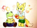 amphibian anthro canine duo fox fox_mccloud frog hat hi_res lilith_(artist) male mammal nintendo simple_background slippy_toad star_fox tears video_games 