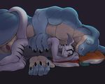  anthro balls dragon duo eyes_closed flaccid gorath half-closed_eyes kuno_bloodclaw lying male male/male naraku_kimura nude on_side penis simple_background size_difference sleeping smile spooning uncut 