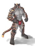  abs anthro biceps big_muscles bulge captainjohkid claws clothed clothing colored feline flakjacket0204 front_view hi_res male mammal muscular pecs simple_background solo speedo standing swimsuit tiger toe_claws topless underwear white_background 