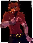  abs absurd_res animatronic canine eoki-san_(artist) five_nights_at_freddy&#039;s fox foxy_(fnaf) glowing glowing_eyes hi_res hook machine male mammal nipples pecs robot solo video_games 