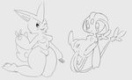  anthro anus breasts duo eyes_closed female feral lamm legendary_pok&eacute;mon nintendo nipples one_eye_closed pok&eacute;mon pussy sketch slightly_chubby text uxie v_sign victini video_games wide_hips wink 