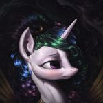  2016 assasinmonkey cloud equine female friendship_is_magic hair horn jewelry mammal multicolored_hair my_little_pony necklace portrait princess_celestia_(mlp) purple_eyes sky solo star winged_unicorn wings 