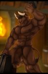  abs anthro balls biceps big_balls big_muscles big_penis bovine brown_fur brown_hair brown_penis cattle flaccid fur green_eyes hair hi_res horn humanoid_penis inside male mammal muscular navel nipples nude pecs penis pubes shade_okami solo standing thick_penis vein veiny_penis 