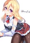  blonde_hair breasts hat henet_hene kantai_collection large_breasts long_hair miniskirt open_mouth pantyhose purple_eyes skirt solo wavy_hair zara_(kantai_collection) 
