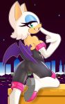  anthro boots breasts butt camel_toe chiropteran clothing eyelashes fangs female footwear hi_res looking_at_viewer looking_back mammal pussy rouge_the_bat side_boob smile solo sonic_(series) tight_clothing whygena wings 