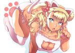  :o animal_ears aqua_eyes bad_id bad_twitter_id bell blonde_hair breasts bright_pupils cat_cutout cat_earrings cat_ears cat_lingerie cat_tail cleavage cleavage_cutout covered_nipples earrings fang galko hair_ornament hair_scrunchie jewelry jingle_bell large_breasts long_hair meme_attire nail_polish no_shoes nuezou open_mouth oshiete!_galko-chan panties paw_pose scrunchie side-tie_panties simple_background solo tail thighhighs underwear white_background white_legwear 