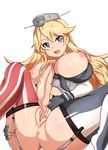  1girl anus areolae blonde_hair blue_eyes blush breasts censored erection exlic fingerless_gloves futanari garter_straps gloves iowa_(kantai_collection) kantai_collection large_breasts large_penis long_hair looking_at_viewer mosaic_censoring nipples open_mouth penis puffy_nipples pussy shiny_skin simple_background smile solo spread_legs spread_pussy star-shaped_pupils symbol-shaped_pupils thighhighs veiny_penis white_background 