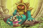  claws duo foot_fetish jammerhighwind league_of_legends male mammal rammus scalie smile teemo toes video_games yordle 