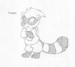  annoyed anthro barefoot clothing crossed_arms cub cute_fangs digitigrade greyscale hi_res hoodie looking_away male mammal mizzyam monochrome pencil_(artwork) raccoon short solo traditional_media_(artwork) young 