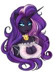  2016 alpha_channel anthro bell black_skin blue_eyes bra breasts cat_lingerie cleavage clothed clothing collar equine female hair hi_res horn horse lips long_hair looking_away makeup mammal my_little_pony nightmare_rarity_(idw) pony purple_hair purple_lips slyblue7 solo underwear unicorn 