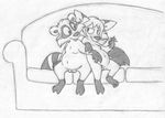  anthro balls barefoot canine cub duo eye_contact female flaccid fox front_view greyscale hi_res inviting male male/female mammal millie mizzyam monochrome nude overweight ozy_and_millie pencil_(artwork) penis pussy raccoon sitting sofa spread_legs spreading traditional_media_(artwork) unknown_character young 