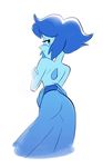  blue_hair blue_skin blush breasts brokenlynx21 butt clothed clothing crossed_arms female hair lapis_lazuli not_furry rear_view smile solo steven_universe topless 