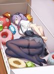  arms_behind_back bangs black_flower black_legwear black_rose black_skirt blush bound bound_wrists box breasts cake clenched_hands closed_mouth cravat crotch_seam crystal dagashi_kashi doughnut flower food frilled_sleeves frills frown full_body gem hair_flower hair_ornament hair_ribbon hairband high-waist_skirt in_container looking_at_viewer lying medium_breasts minigirl no_shoes on_side oversized_object panties panties_under_pantyhose pantyhose pantyshot pantyshot_(lying) pastry_box puffy_short_sleeves puffy_sleeves purple_eyes purple_hair restrained ribbon rope rose shidare_hotaru shirt short_hair short_sleeves skirt skirt_lift solo streamingsun suspender_skirt suspenders sweets tears thighband_pantyhose underwear upskirt white_shirt 