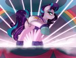  2016 absurd_res anatomically_correct anatomically_correct_pussy animal_genitalia animal_pussy anus blush butt clitoris coloratura_(mlp) cutie_mark earth_pony equine equine_pussy eyeshadow female feral friendship_is_magic hair half-closed_eyes hi_res horse long_hair looking_at_viewer makeup mammal multicolored_hair my_little_pony peeing pony pussy raised_leg ratofdrawn smile solo spread_legs spreading stage two_tone_hair urine watersports 