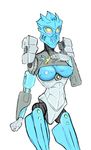  areola armor bionicle blush breasts female gali hi_res lego looking_at_viewer machine mask nipples not_furry robot simple_background solo unknown_artist white_background yellow_eyes 